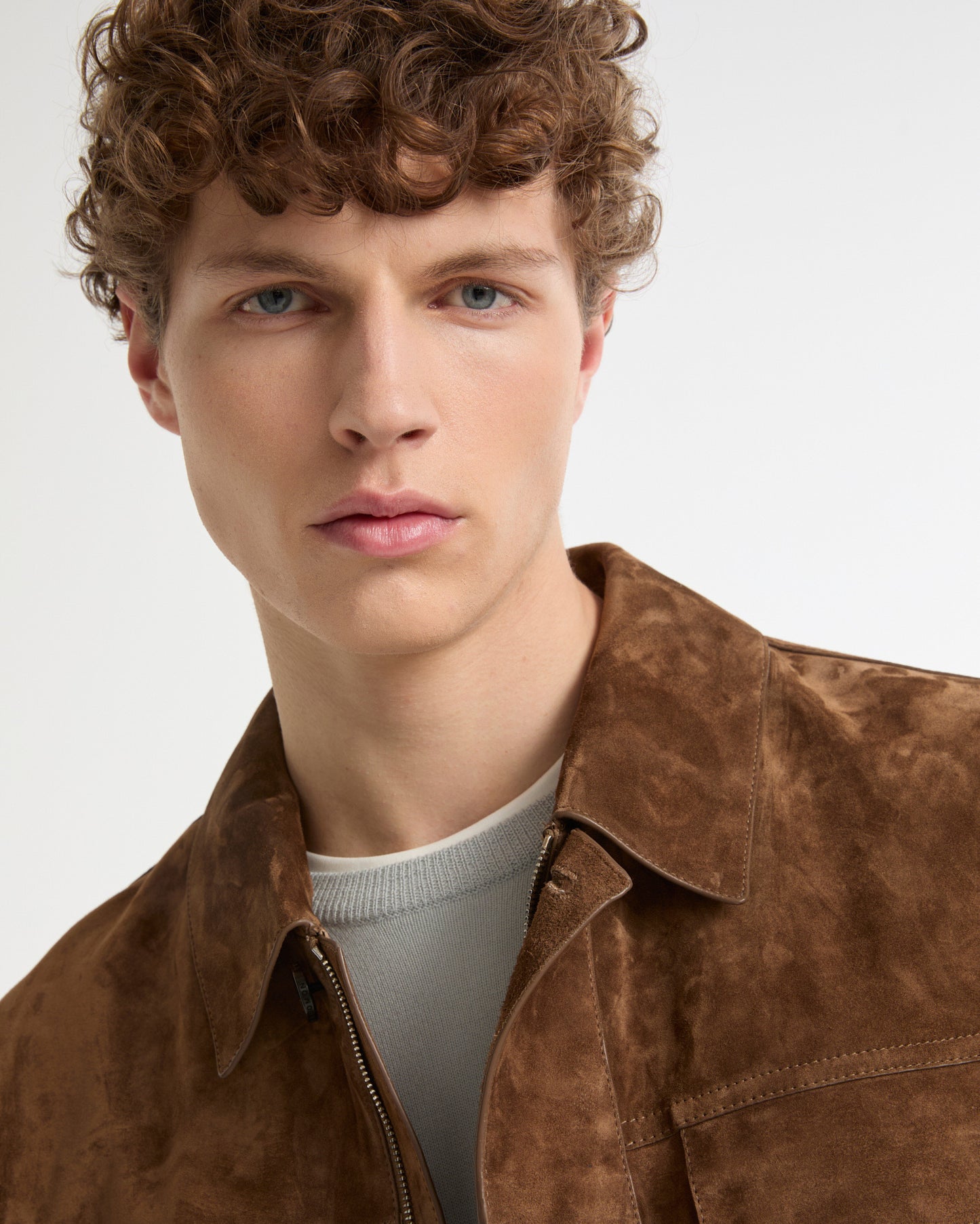 Suede-finish calfskin safari jacket