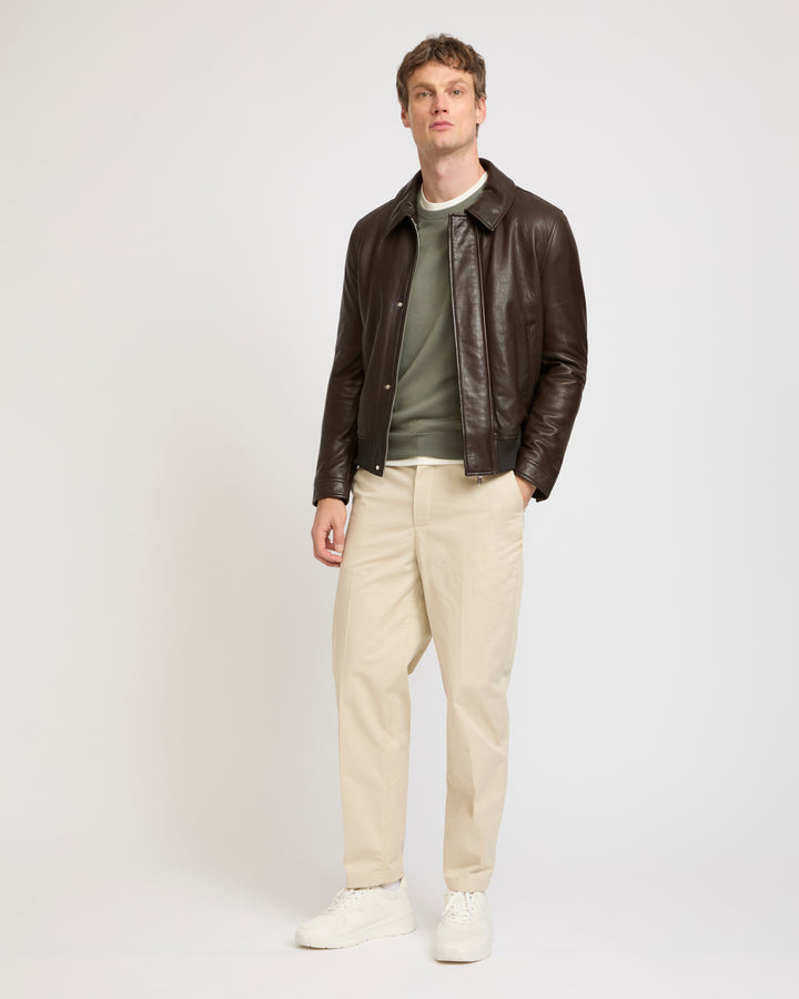 Aviator jacket in natural grain lamb leather