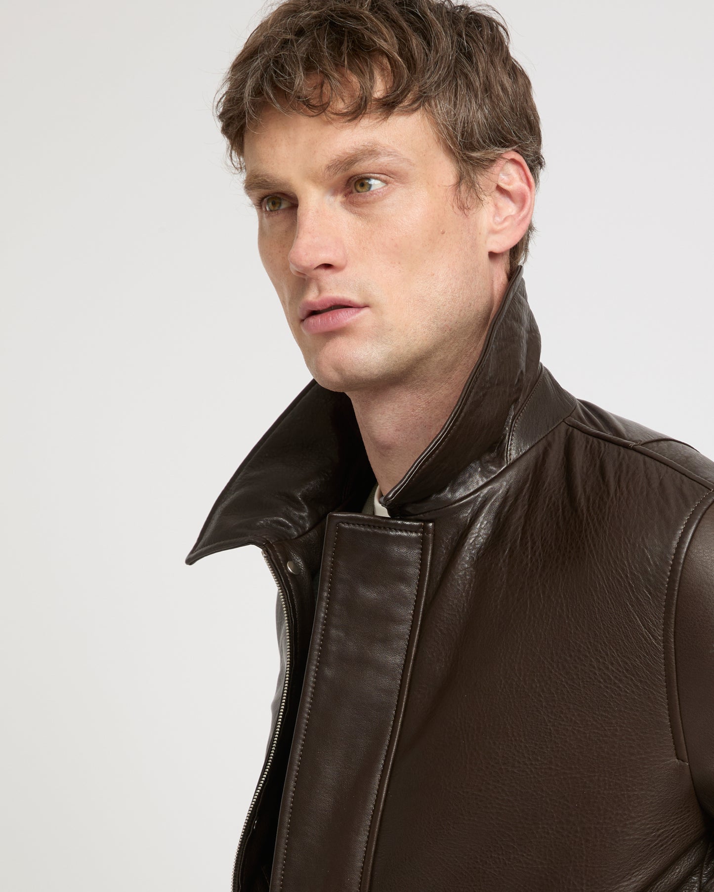 Aviator jacket in natural grain lamb leather