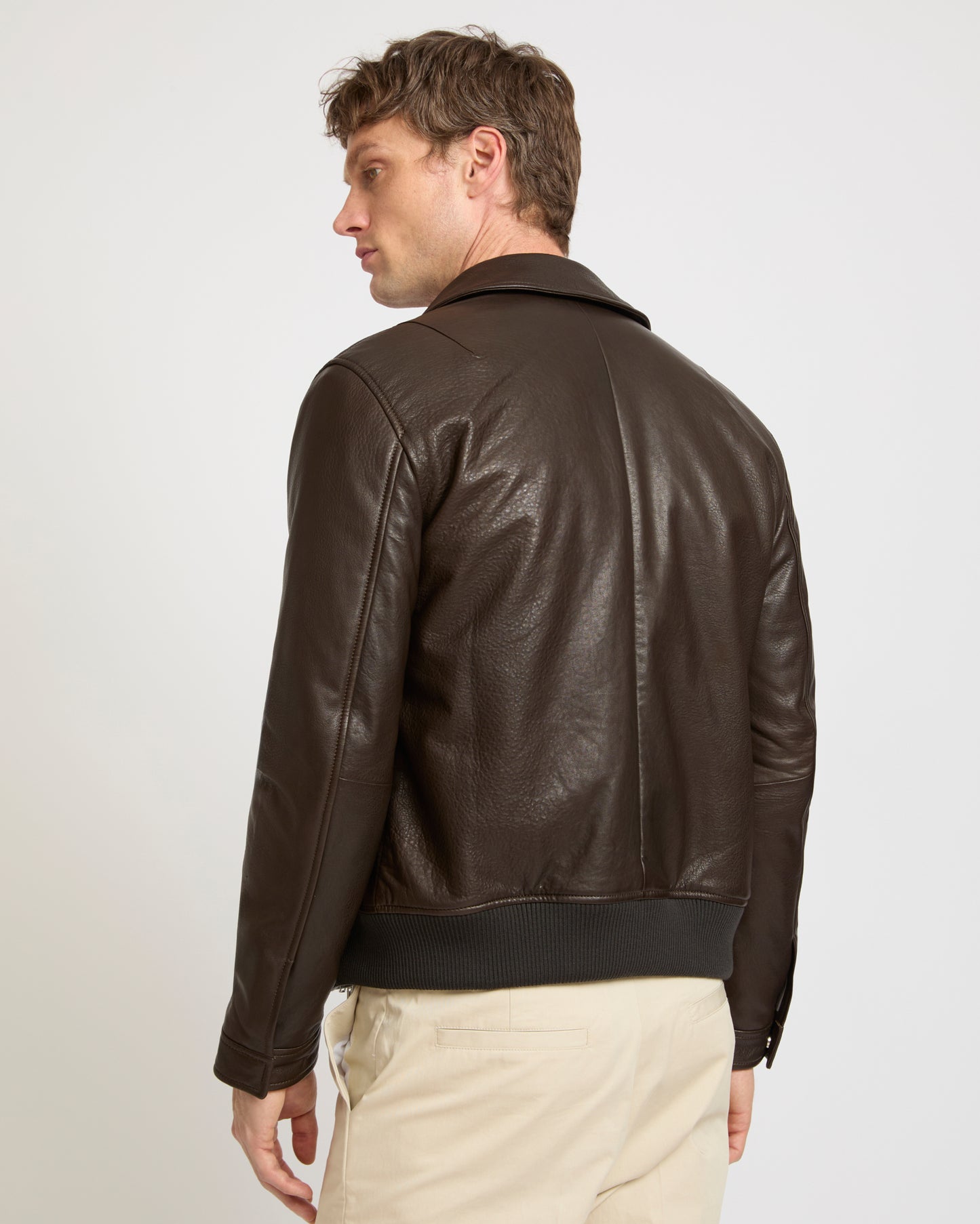 Aviator jacket in natural grain lamb leather