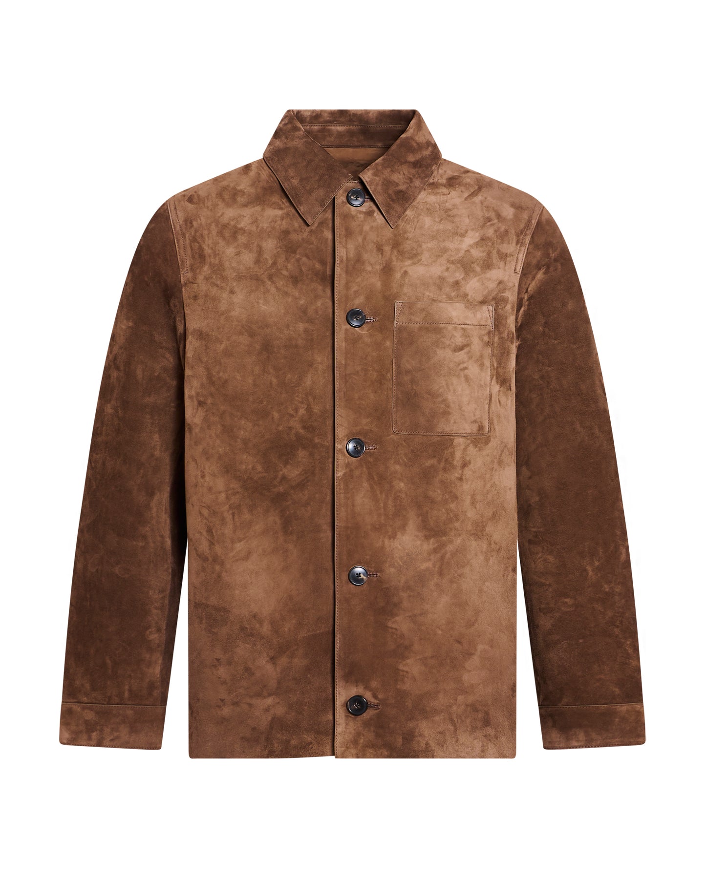 Suede-finish calfskin shirt jacket