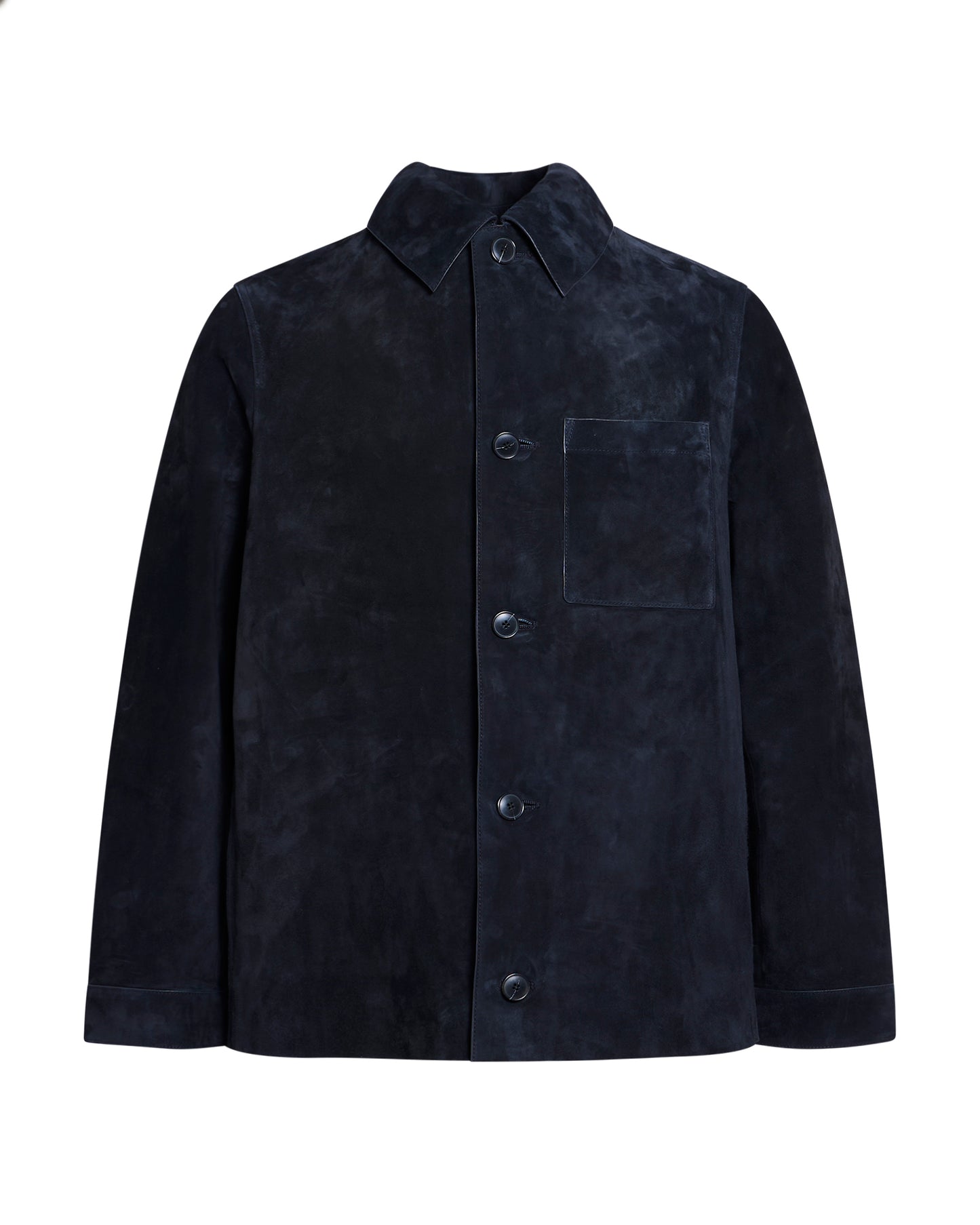 Suede-finish calfskin shirt jacket