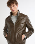Zipped lambskin leather jacket