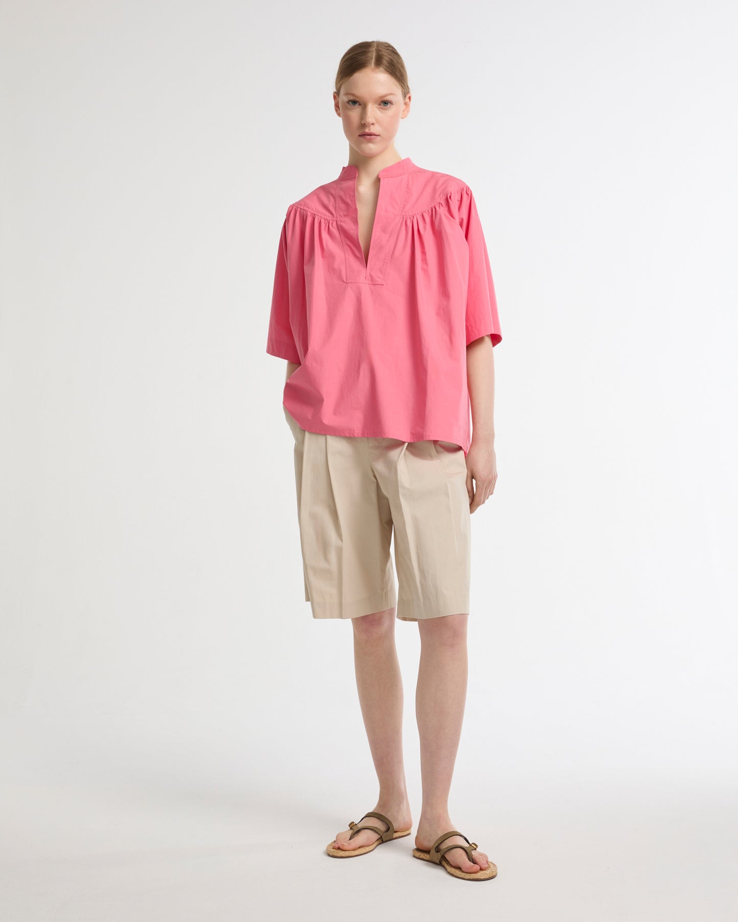 Wide poplin blouse