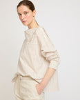 Poplin funnel neck blouse
