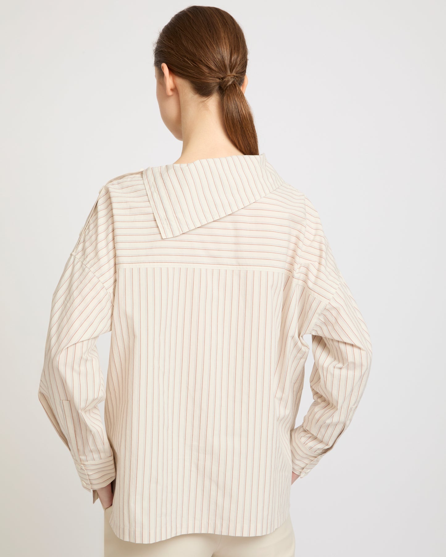 Poplin funnel neck blouse
