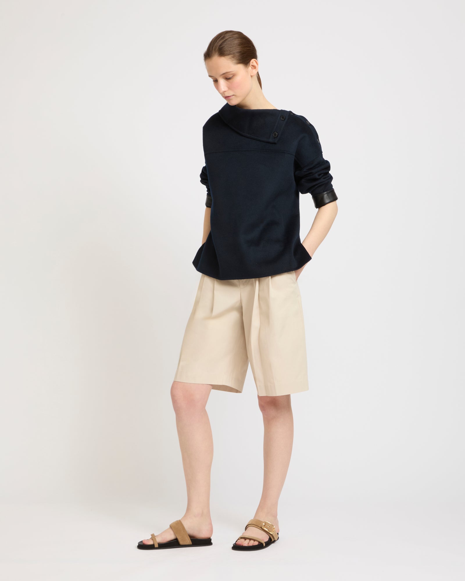 Double-sided funnel neck blouse -Summer sale - Yves Salomon