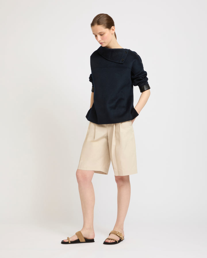 Double-sided funnel neck blouse
