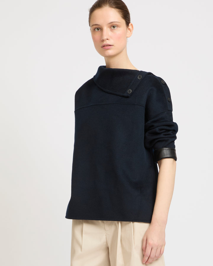 Double-sided funnel neck blouse