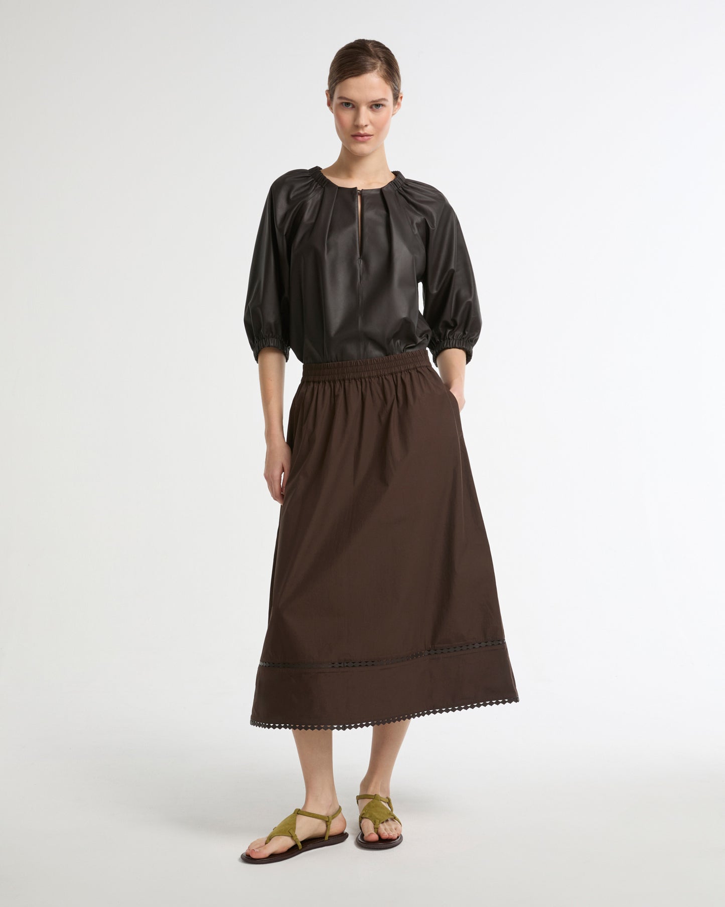 Flowing leather blouse