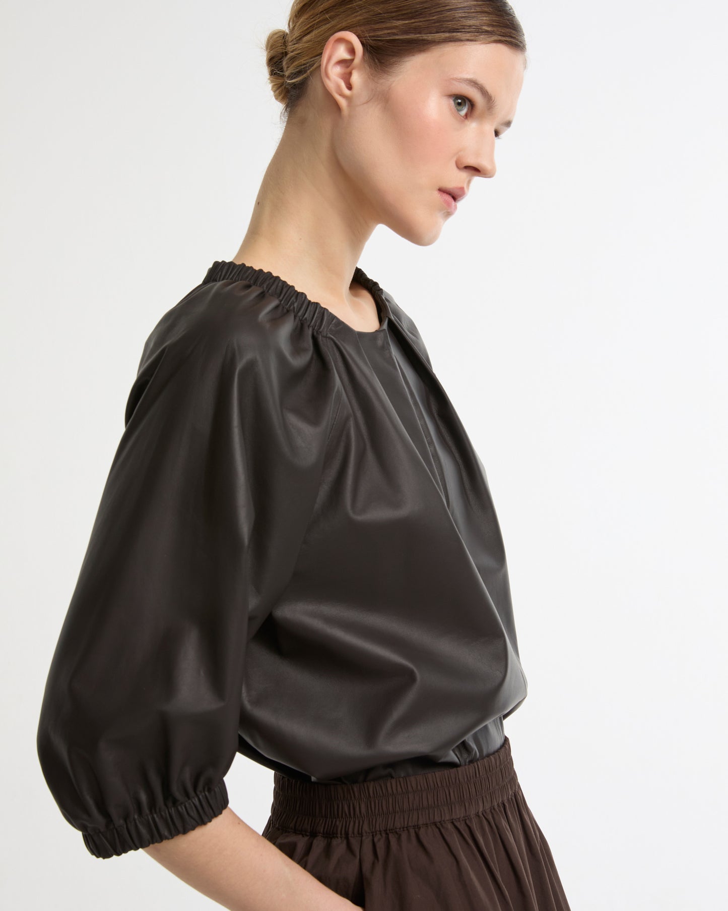 Flowing leather blouse