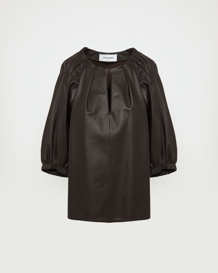 Flowing leather blouse