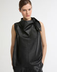 Draped leather top
