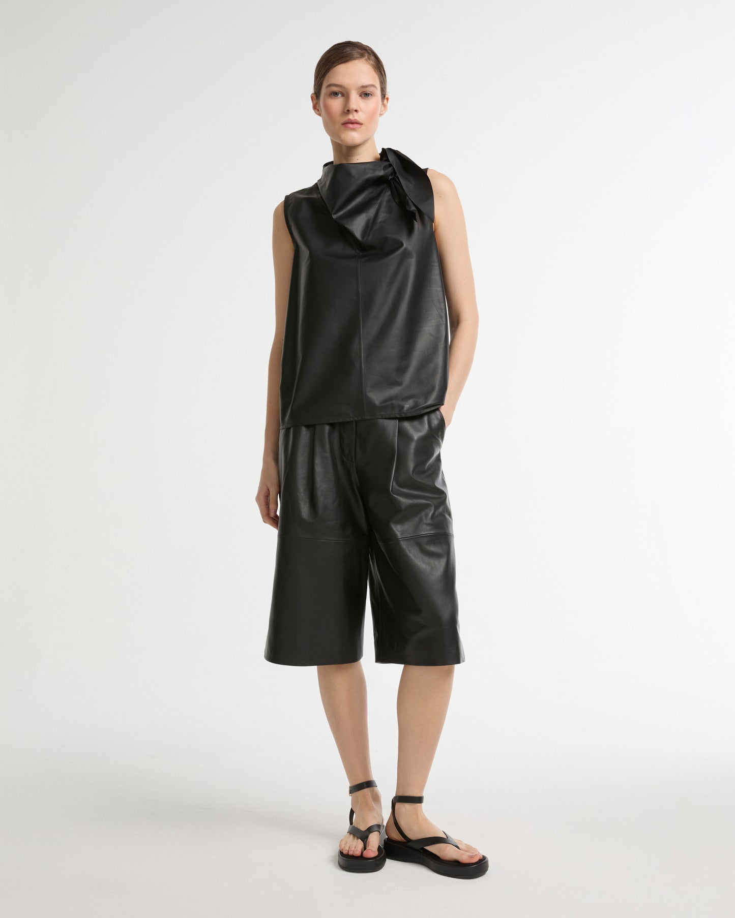 Draped leather top