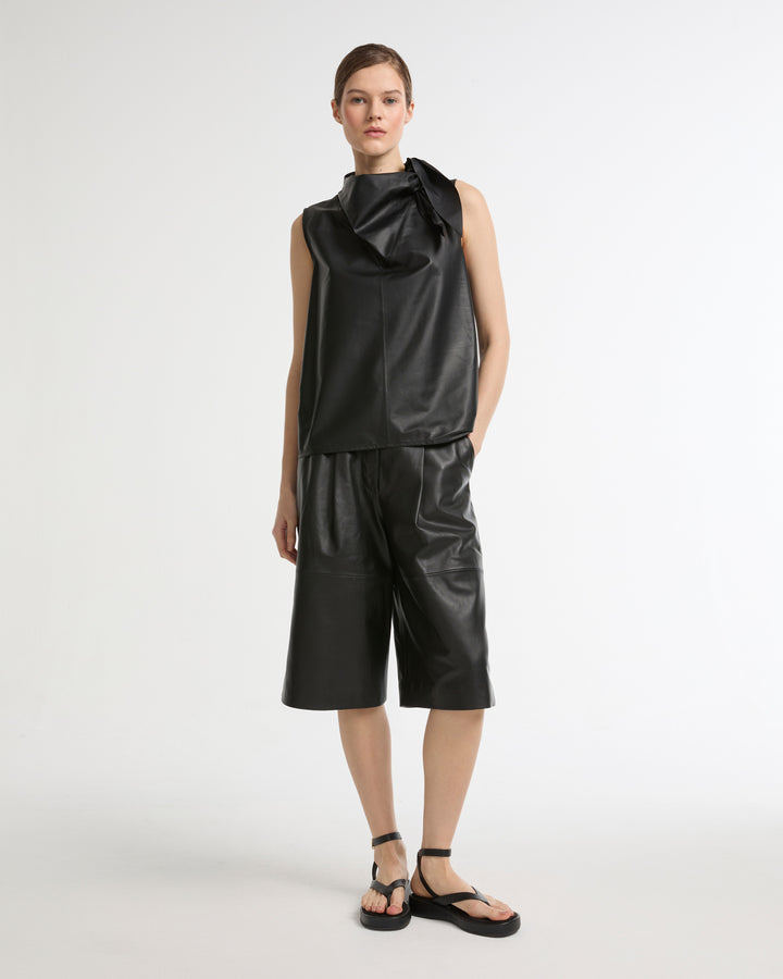 Draped leather top