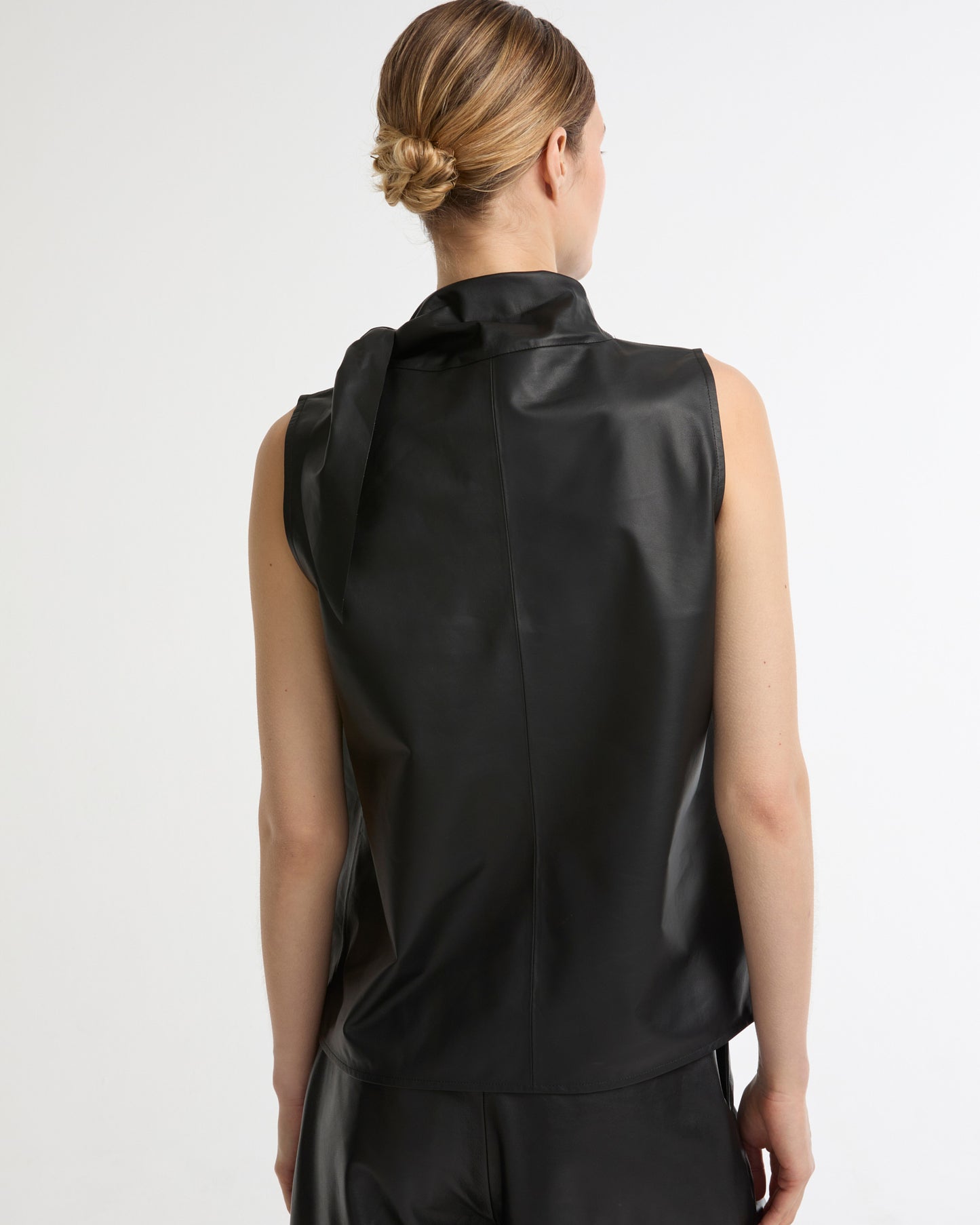 Draped leather top
