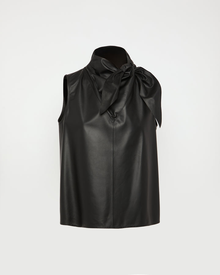 Draped leather top