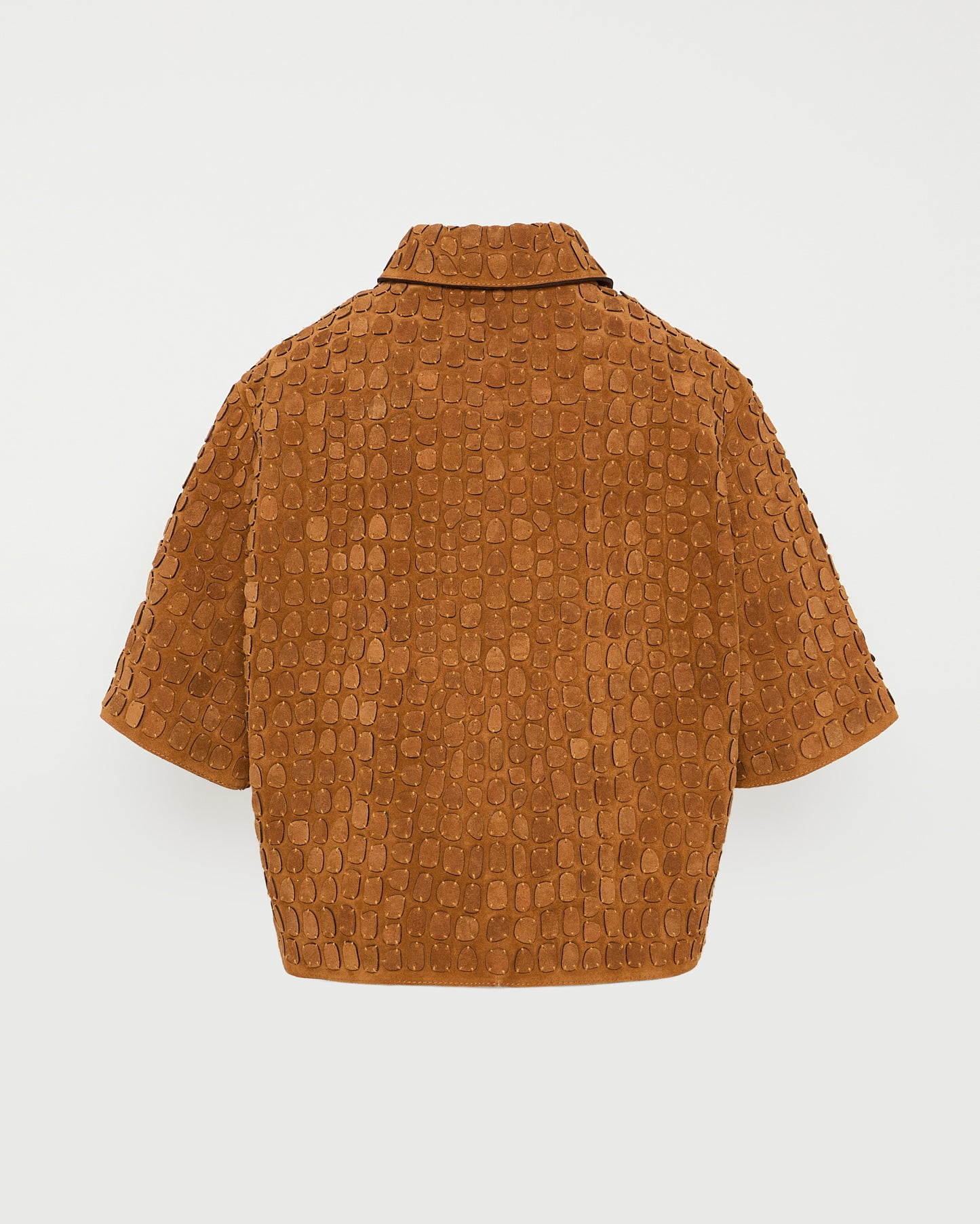 Embroidered suede calfskin shirt