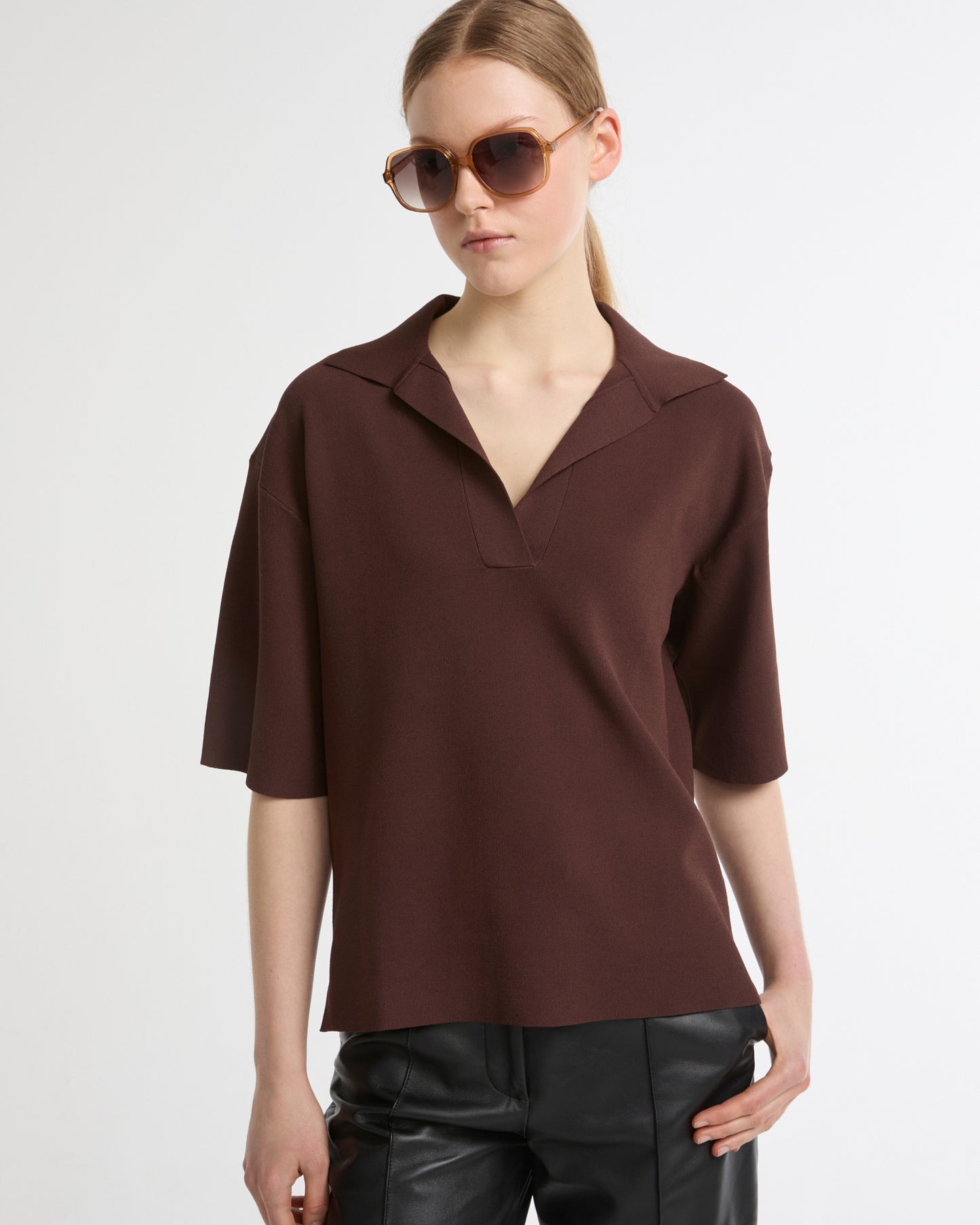 Knit polo shirt