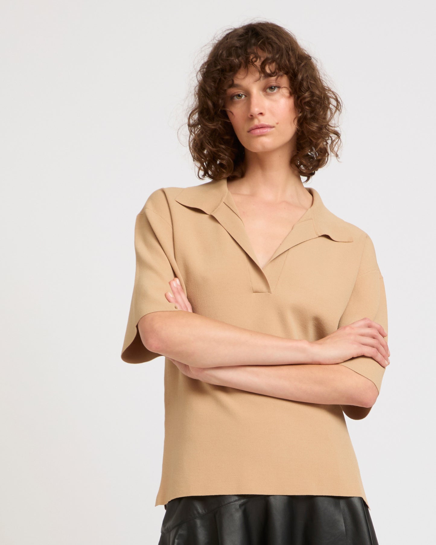 Knit polo shirt