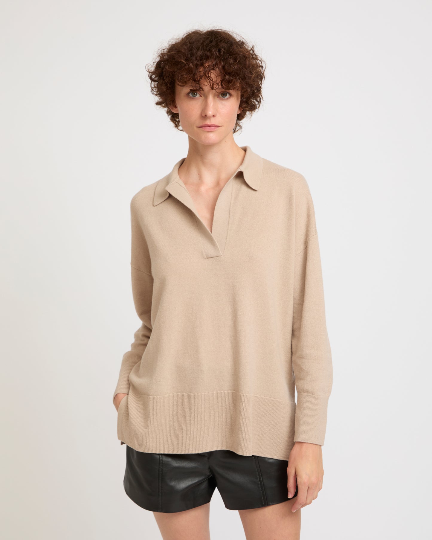 Merino knit polo shirt