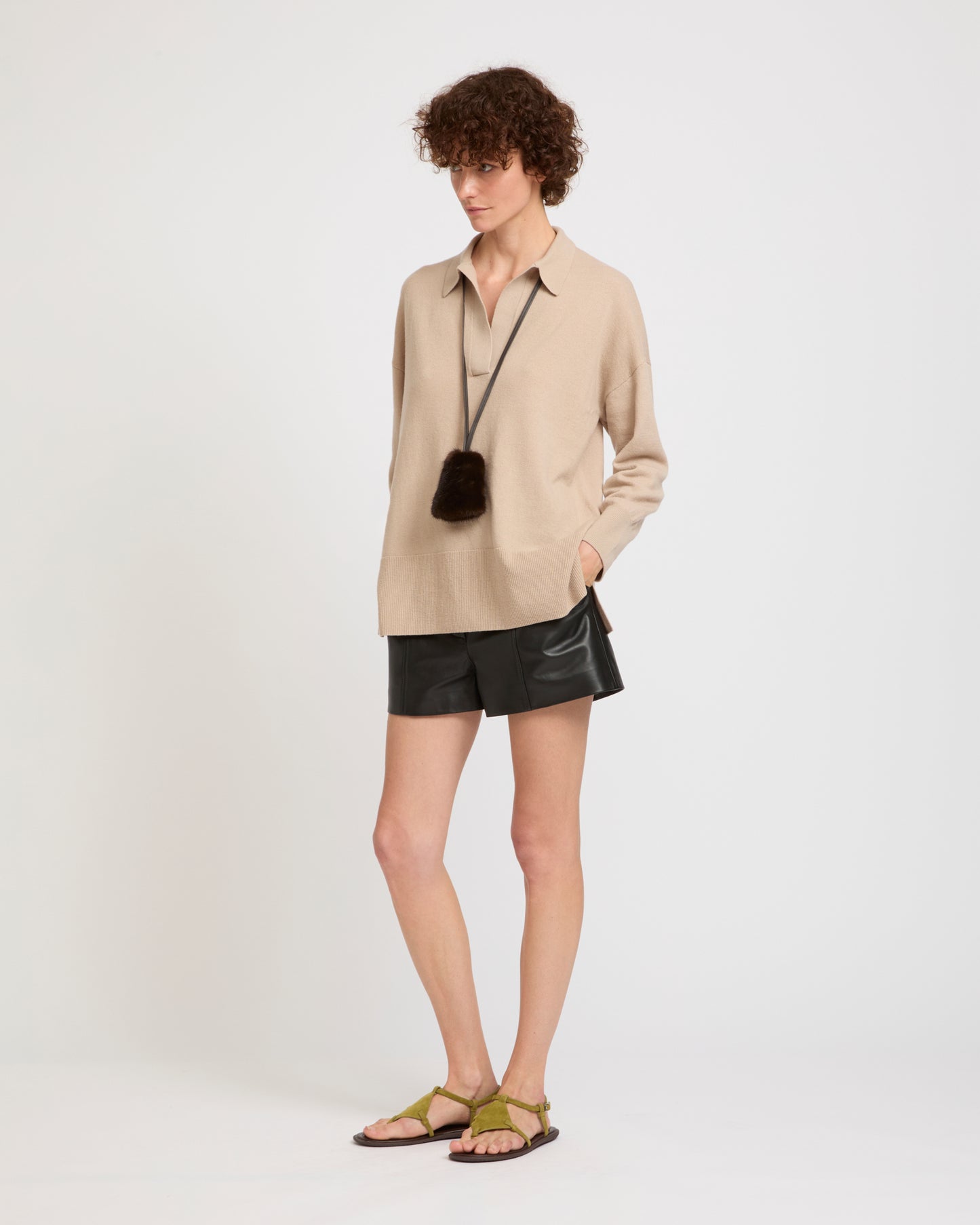 Merino knit polo shirt