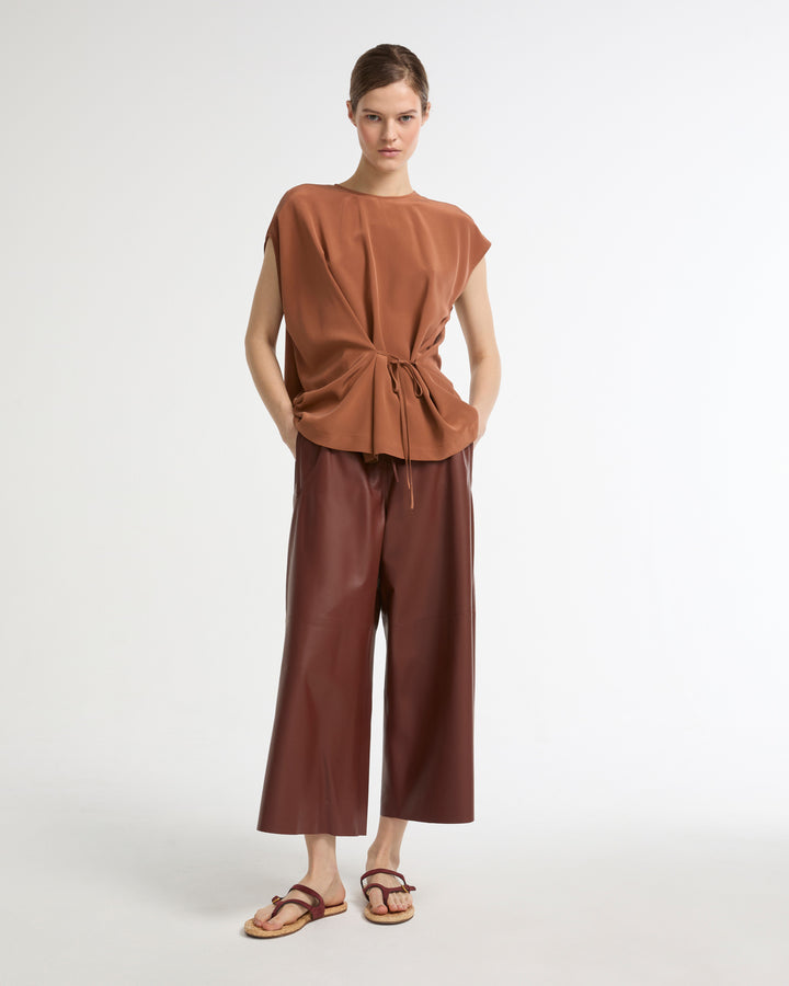 Fluid silk crepe top