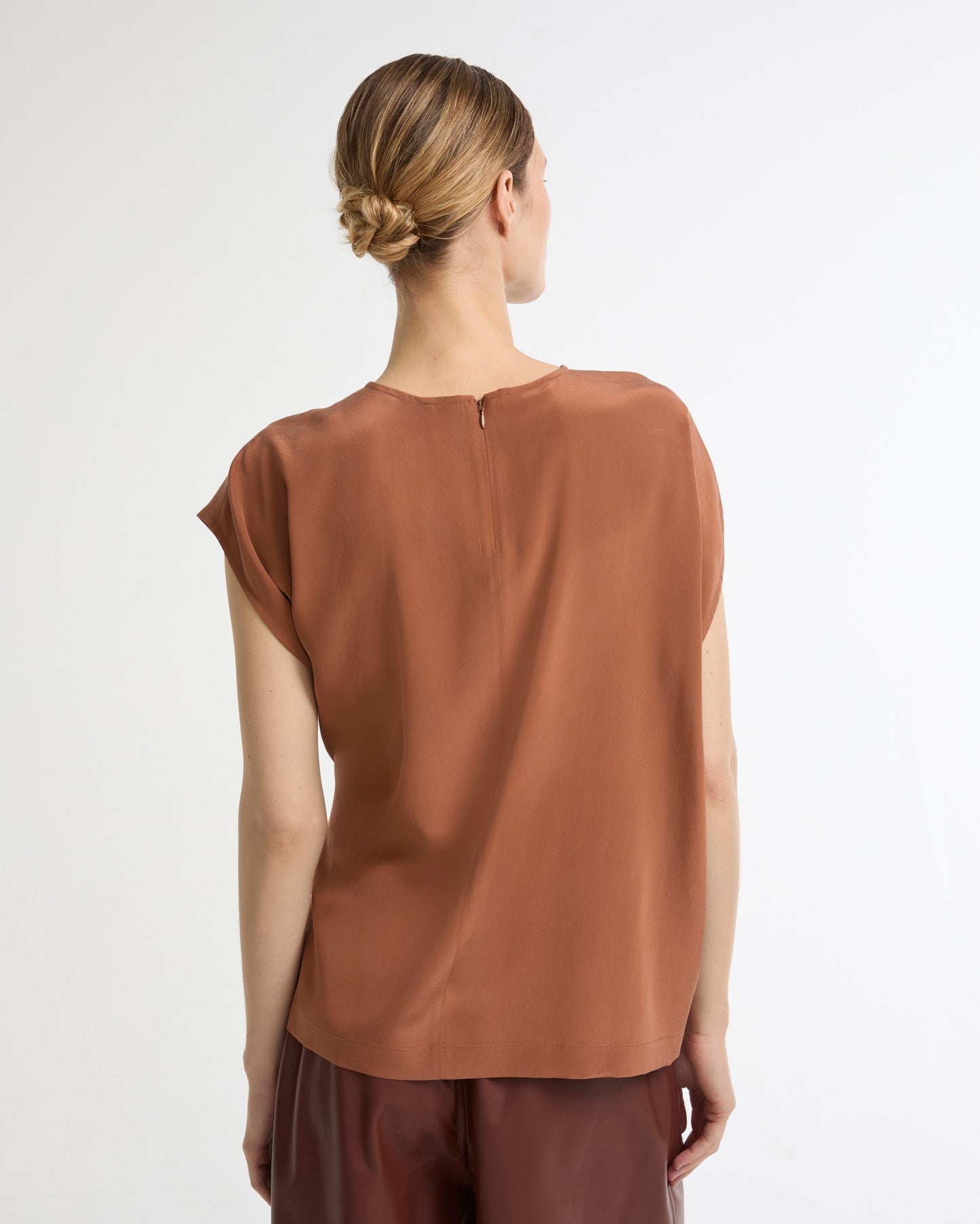 Fluid silk crepe top