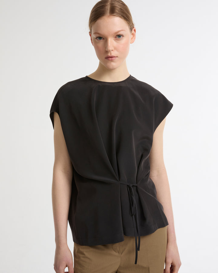 Fluid silk crepe top