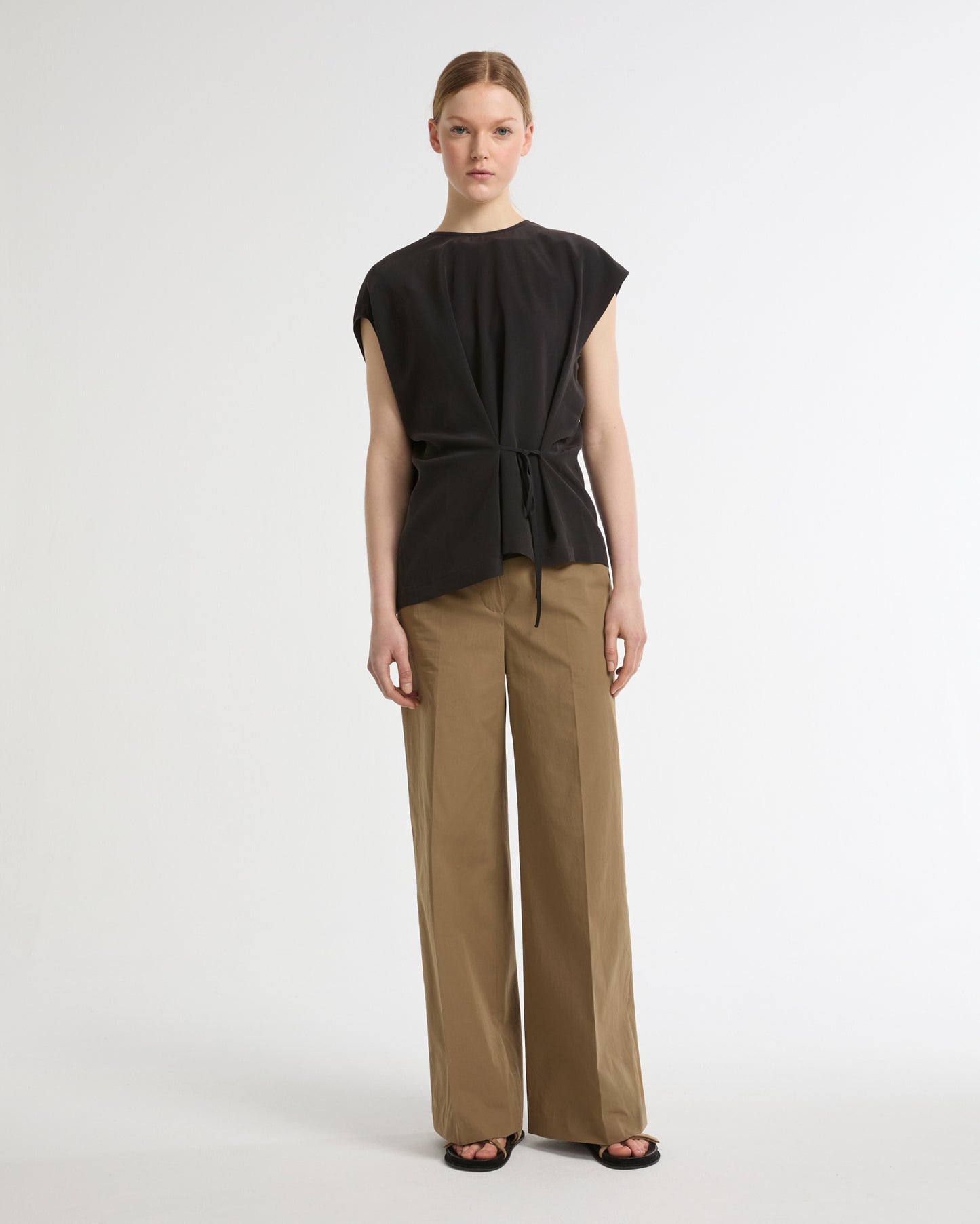 Fluid silk crepe top