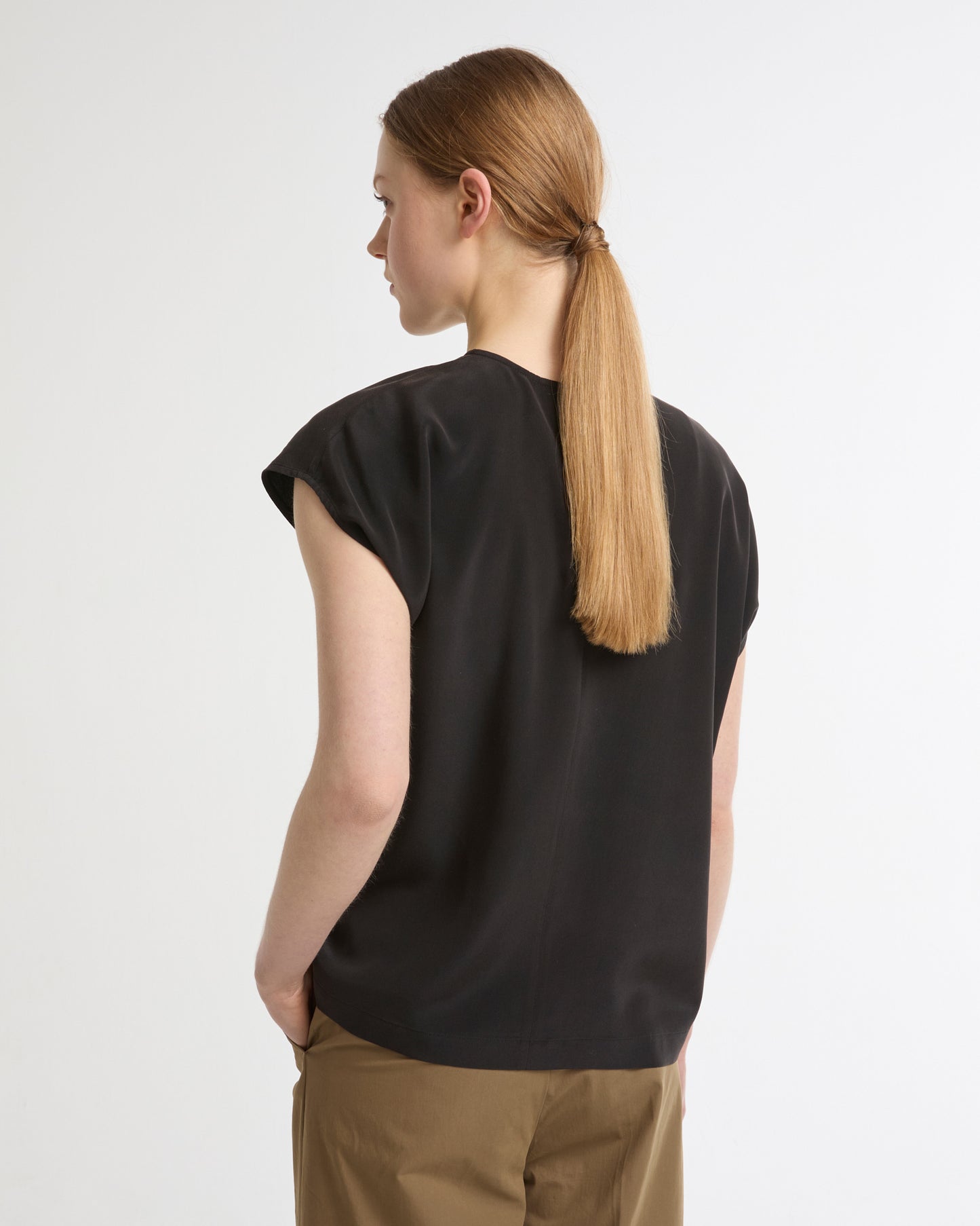 Fluid silk crepe top