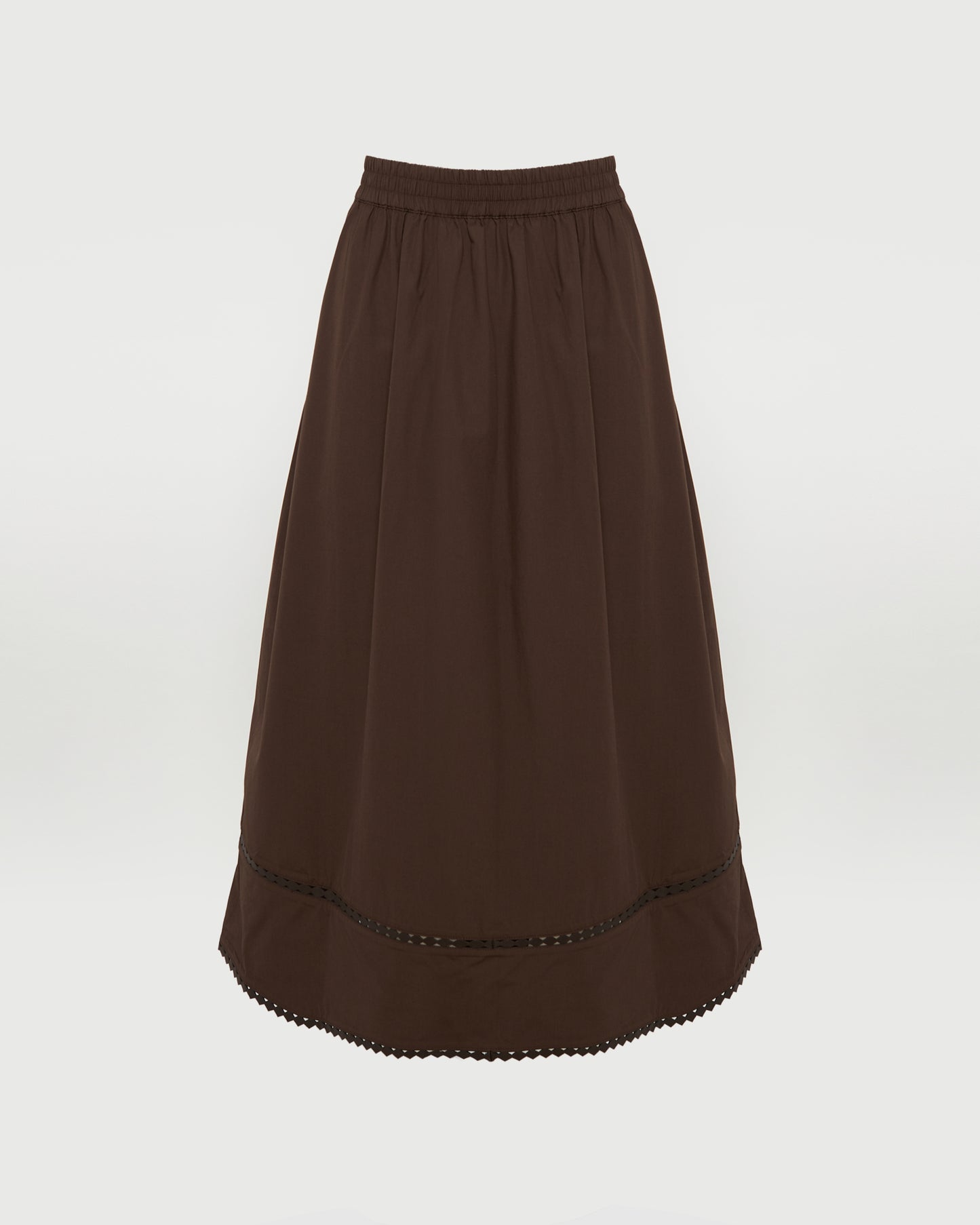 Poplin skirt with leather details