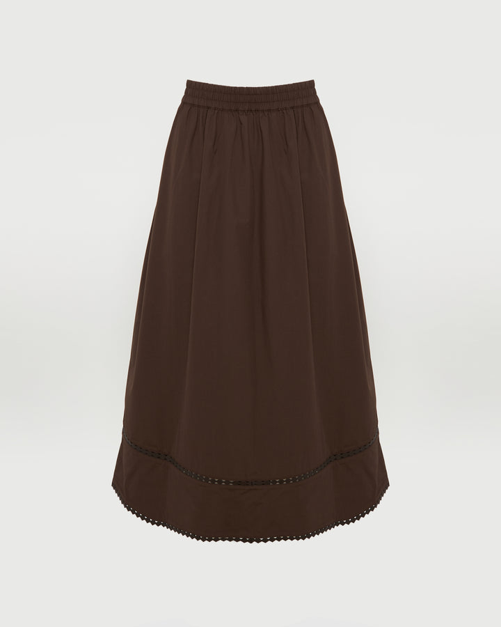 Poplin skirt with leather details
