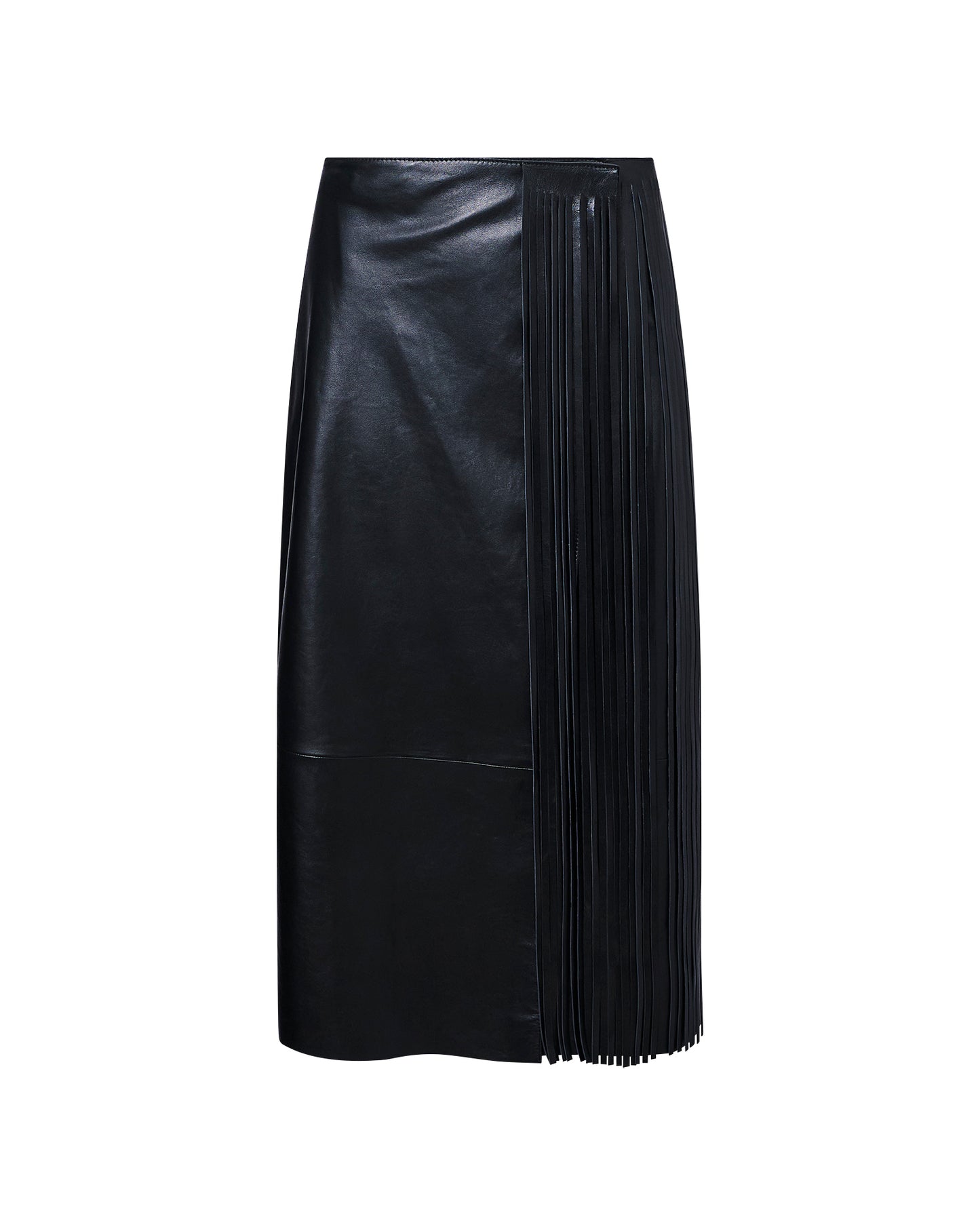 Leather fringe wrap skirt