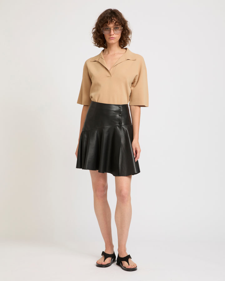 Leather ruffle skirt