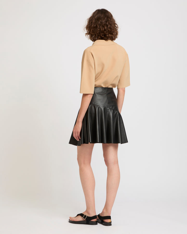 Leather ruffle skirt
