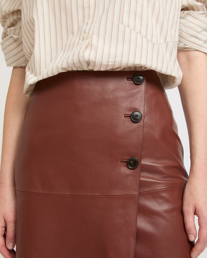 Leather wrap skirt