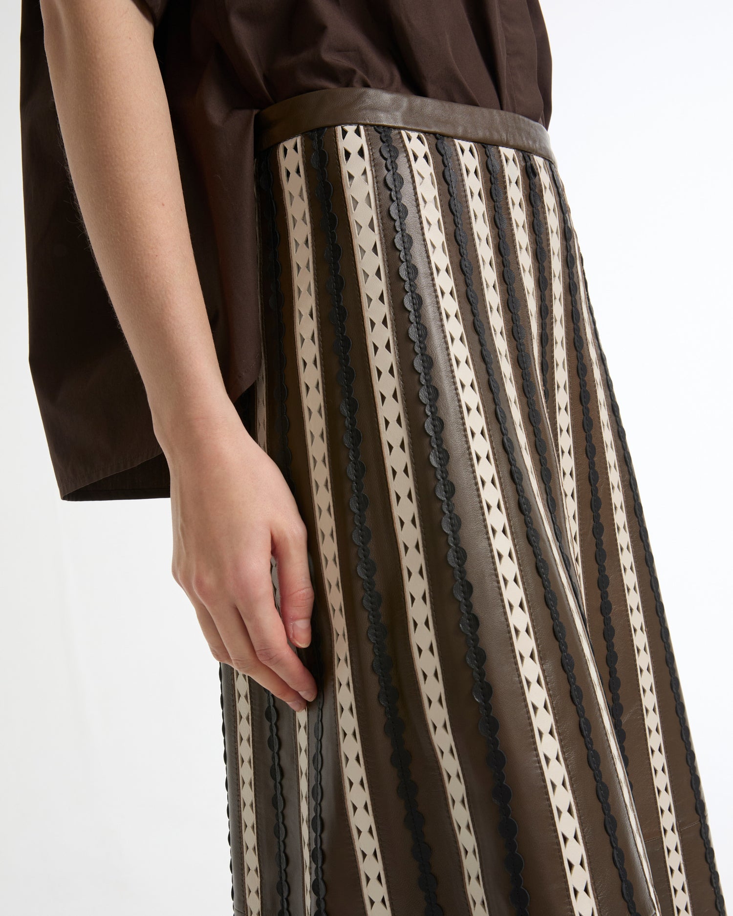 Perforated leather maxi skirt -Summer sale - Yves Salomon