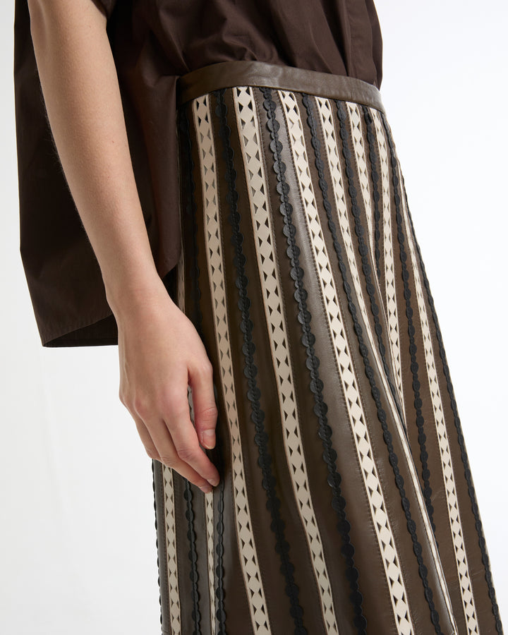 Perforated leather maxi skirt