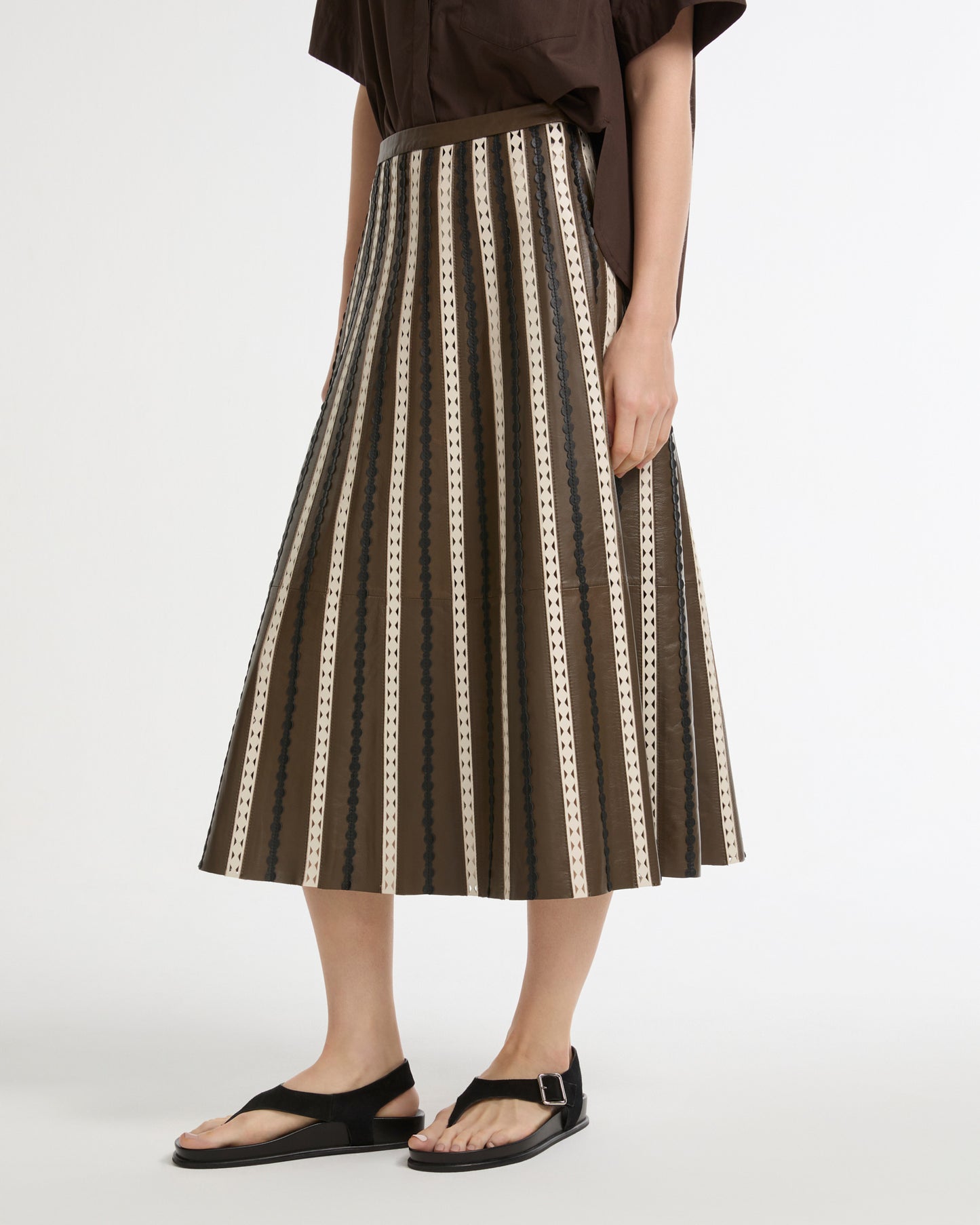 Perforated leather maxi skirt