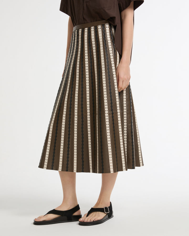 Perforated leather maxi skirt