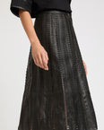 Perforated leather maxi skirt