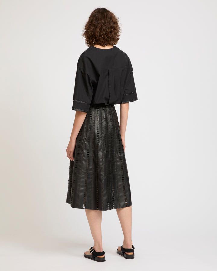 Perforated leather maxi skirt