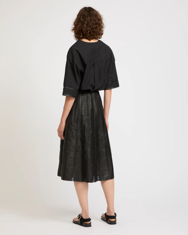 Perforated leather maxi skirt
