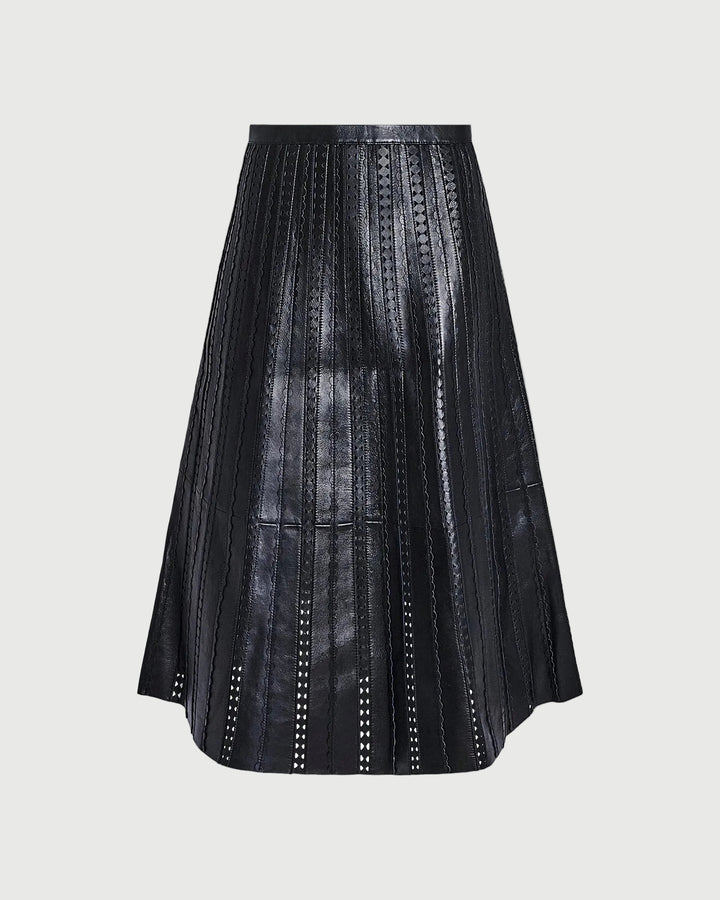 Perforated leather maxi skirt