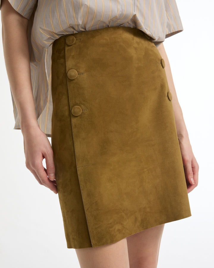 Double-sided lambskin mini skirt