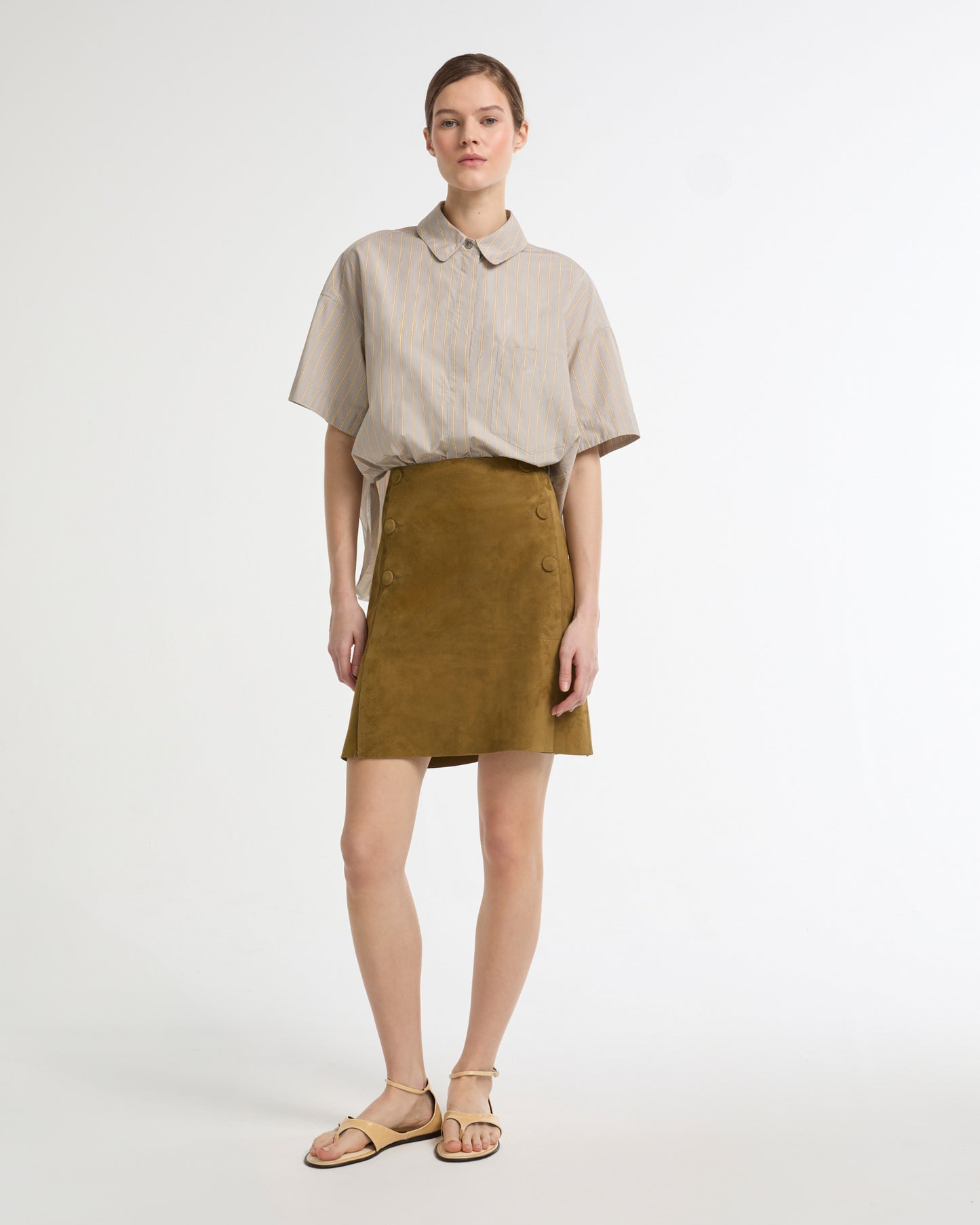 Double-sided lambskin mini skirt