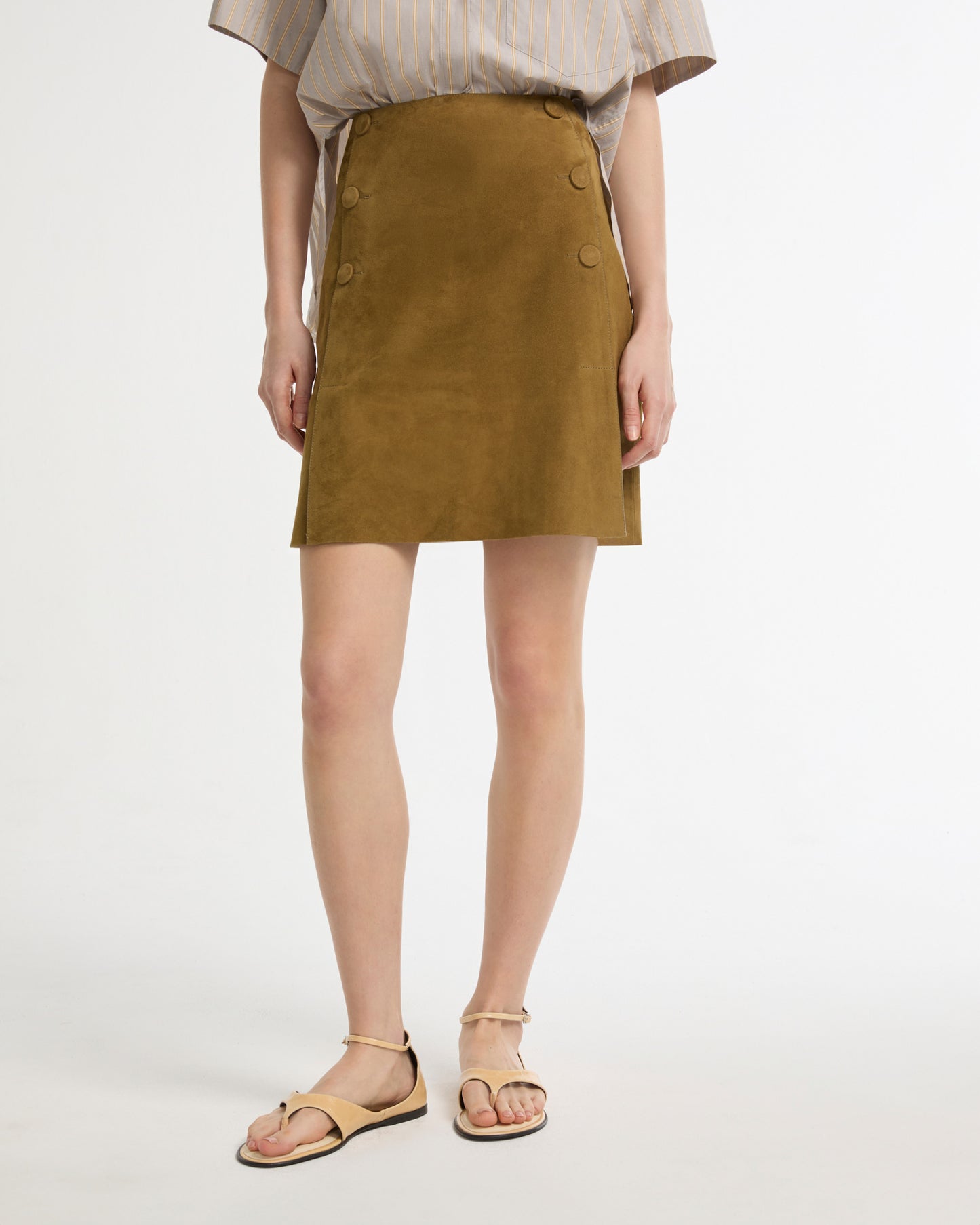 Double-sided lambskin mini skirt