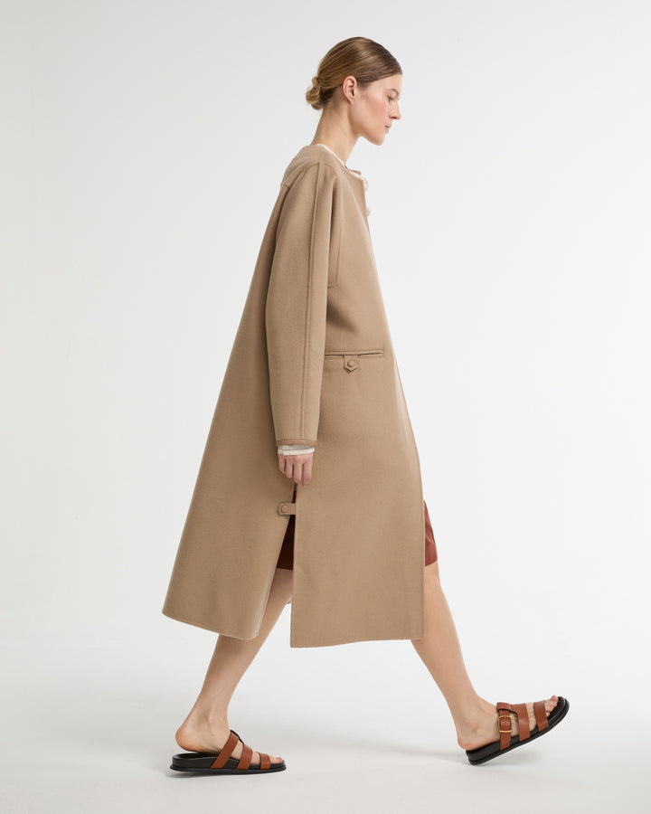 Double-sided cashmere-blend belted maxi coat