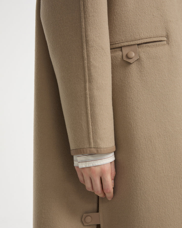 Double-sided cashmere-blend belted maxi coat
